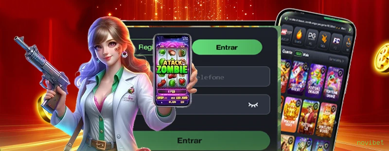 Imagem promocional da novibet mostrando a plataforma e suas vantagens